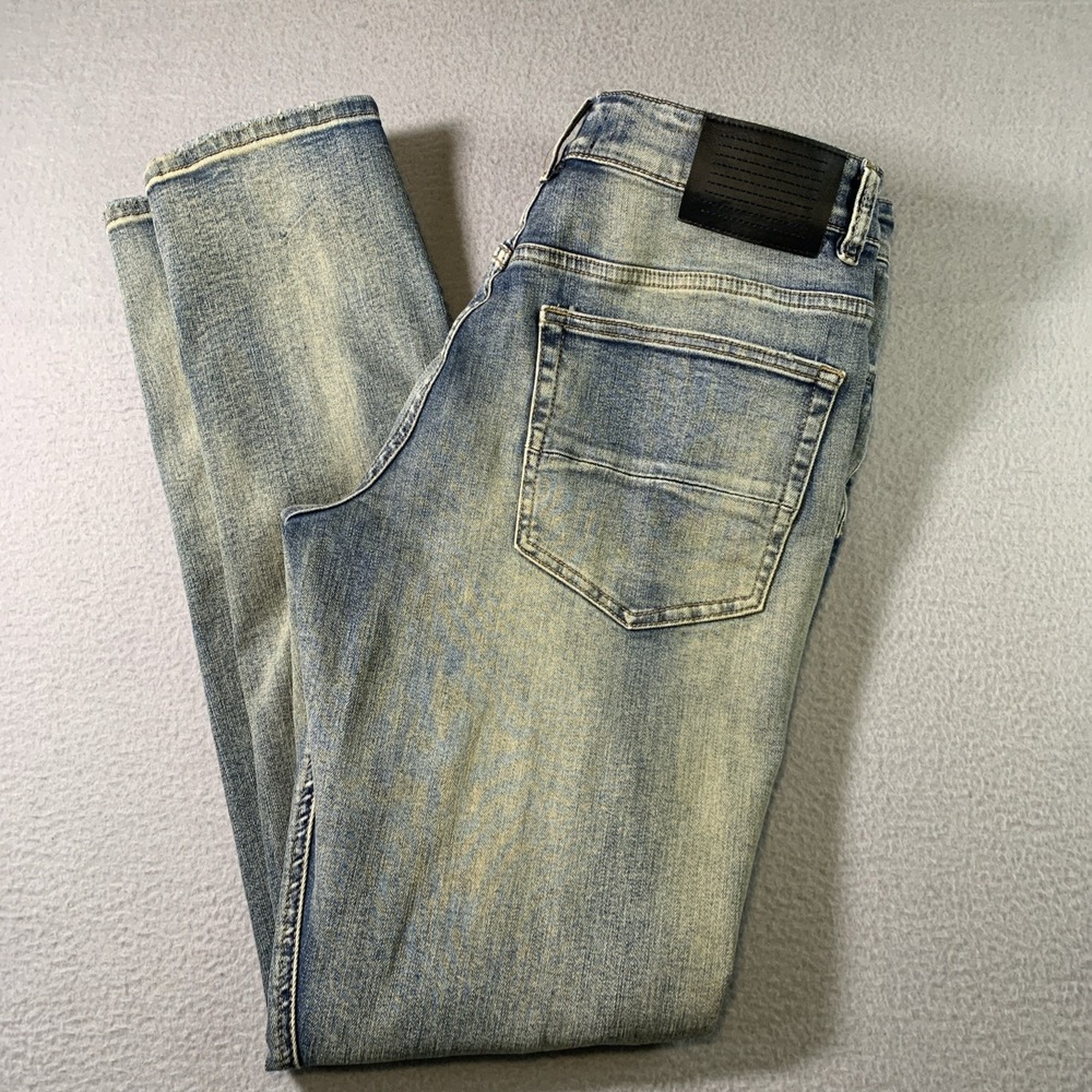 Serenede Men Fitted Skinny Jeans Size 34 Blue Denim Distressed C048 -28